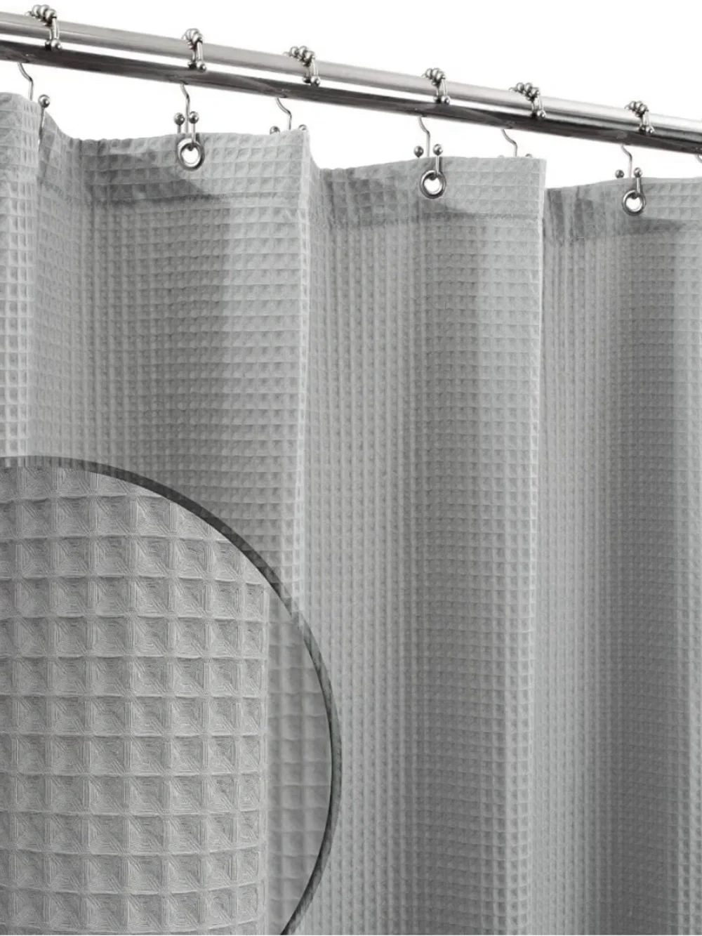 Waffle Weave Long Shower Curtain Lake Wanaka Gray 72x78